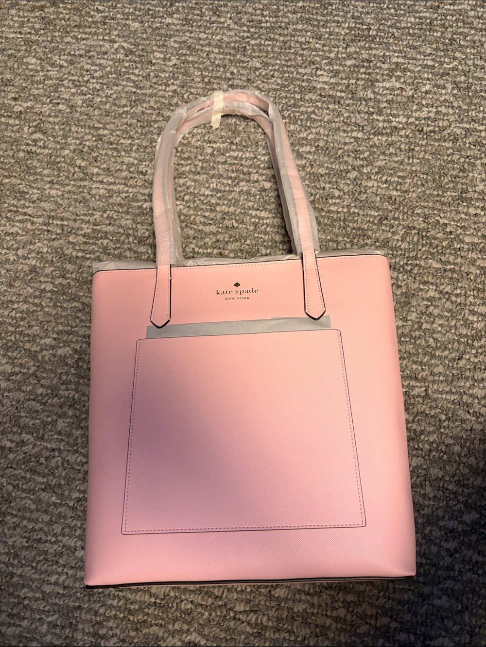 kate spade pink structured tote with front pocket